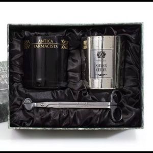 ANTICA FARMACISTA CANDLE DUO GIFT SET Silver Wick Trimmer Cedar New Open Box